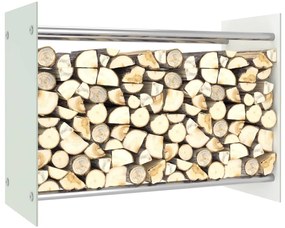 vidaXL Suporte para lenha 80x35x60 cm vidro branco