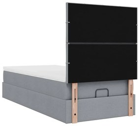 Cama otomana com colchão 90x200 cm tecido cinzento claro