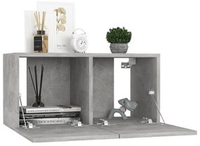 4 pcs conjunto de móveis de TV contraplacado cinzento cimento