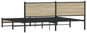 Estrutura de cama sem colchão 200x200cm metal carvalho sonoma