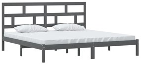 Estrutura de cama 200x200 cm pinho maciço cinzento
