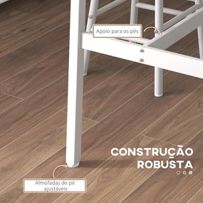 Mesa Alta de cozinha com Bancos Estrutura em Aço Estilo Industrial Mesa Alta para Sala de Jantar Natural e Branca