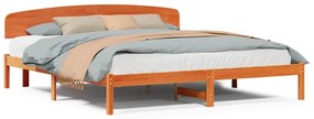 Estrutura de Cama com Cabeceira Castanho Encerado 180x200 cm Madeira M