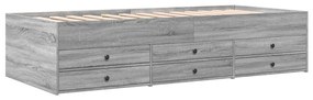 Sofá-cama com gavetas sem colchão 90x200 cm cinzento sonoma
