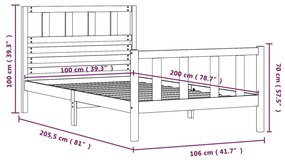 Estrutura de cama 100x200 cm madeira maciça