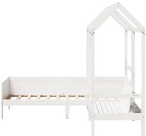 Conj. sofá-cama e banco c/ telhado 90x190cm pinho maciço branco