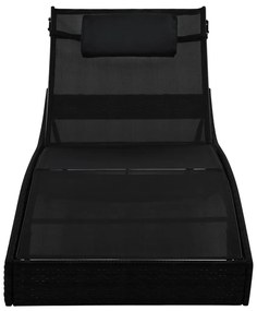 Espreguiçadeiras com mesa 2 pcs vime PE e textilene preto