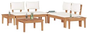 Conjunto de Bancos de Jardim com cortinas 3 pcs Marrom e Creme