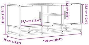 Móvel para TV 100x35x41 cm derivados de madeira/metal preto