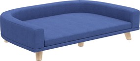 PawHut Sofá para Cão Grande Cama Elevada para Cão Almofada Lavável Estrutura em Madeira Tecido Poliéster 98x67x25 cm Azul | Aosom Portugal