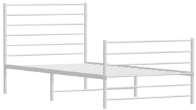Estrutura de cama com cabeceira e pés 80x200 cm metal branco