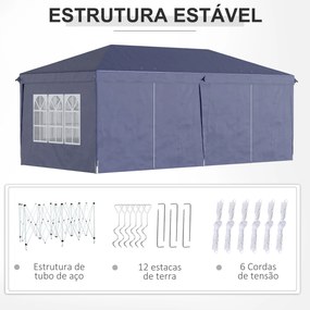 Outsunny Tenda para Festas 585x295x270 cm com Paredes Laterais Amovíve