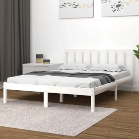 Estrutura de cama dupla pequena 120x190cm pinho maciço branco