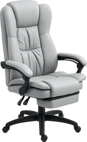 Cadeira de escritório com função de massagem, altura ajustável, encosto reclinável e comando com fio, cinzenta