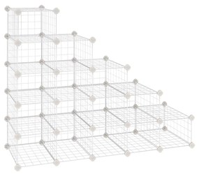 Sapateira modular com 15 cubos e prateleiras de malha metálica | SONGMICS | 91 x 36 x 71 cm | branco | LPI44WS.