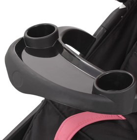Carrinho de bebé com três rodas rosa e preto