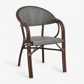 Pacote De 2 Cadeiras De Jardim Empilháveis Com Braços Em Alumínio Brielle Bistro Cinza Grafito - Gardénia Branco - Sklum