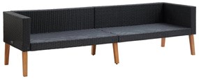 4 pcs conjunto lounge de jardim c/ almofadões vime PE preto