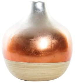 Vaso DKD Home Decor Natural Prateado Laranja Madrepérola Bambu Tropical Folha de planta (26 x 26 x 28 cm)