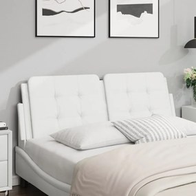 vidaXL Almofadão de cabeceira 140 cm couro artificial branco