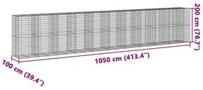 Cesto gabião com cobertura 1050x100x200 cm ferro galvanizado