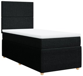 Cama com molas/colchão 90x190 cm tecido preto