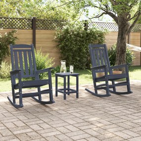 Conjunto de Lounge de Jardim 3 Peças Azul-marinho HDPE