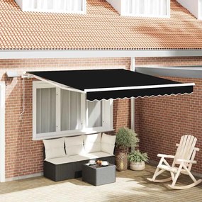 vidaXL Toldo Retrátil Manual Preto 350 x 250 cm Tecido e Aço