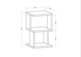 Mesa de Cabeceira Carter – Branco Antracite – 29,6 x 29,6 x 49,4 cm