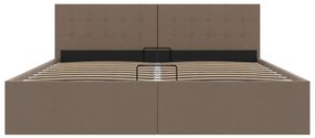 Cama hidráulica c/ arrumação 160x200cm tecido cinza-acastanhado