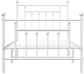 Estrutura de cama com cabeceira e pés 90x200 cm metal branco