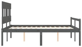 Cama para idosos king size com cabeceira madeira maciça cinza