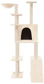 Árvore para gatos c/ postes arranhadores sisal 166 cm cor creme