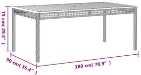 9 pcs conjunto de jantar p/ jardim com almofadões vime PE bege