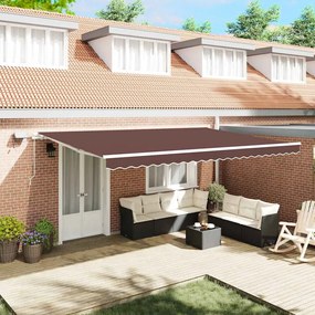 vidaXL Toldo retrátil manual com luz LED 500x300 cm castanho