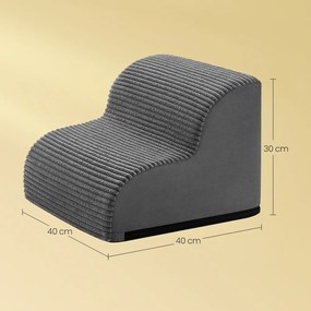 Escada para cães, de 2 degraus 40 x 40 x 30 cm escada para animais de estimação, em veludo com riscas transversais cinza ardósia