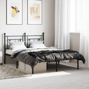 Estrutura de cama com cabeceira 140x190 cm metal preto