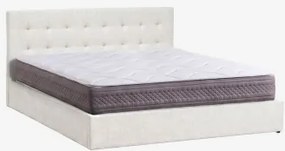 Cama Com Baú Articulado Estofada Abiel Chenille Branco Quebrado & 180 X 200 Cm & 180 X 200 Cm - Ivanor - Sklum