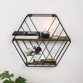 Prateleira de Parede Liliales – Preto Nogueira Escuro – 44x40x15 cm |