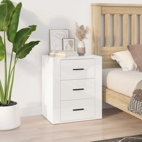 vidaXL Mesa de cabeceira 50x36x60cm derivados madeira branco brilhante