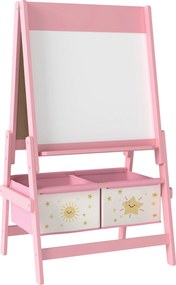 AIYAPLAY Cavalete de Pintura para Crianças 3 em 1 para Crianças acima de 3 Anos com Rolo de Papel e Cestos de Arrumação 54x46x94 cm Rosa | Aosom Portugal