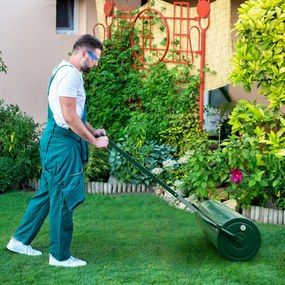 Rolo para relva metálico 63L Ø30cm cheio de água/areia empurrado/puxado/enrolado com pega amovível  Verde