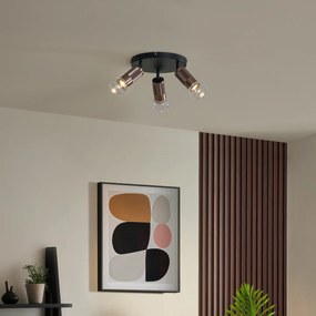 Foco de teto redondo bronze escuro redondo 3-luzes ajustável - Veerle