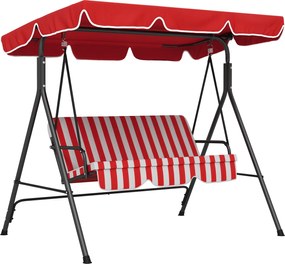 Outsunny Baloiço de Jardim 3 Lugares Telhado Inclinação Ajustável Almofadas Assento e Encosto Aço Preto Poliéster Vermelho | Aosom Portugal