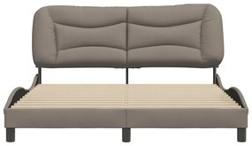 Cama sem colchão 160x200 cm tecido castanho-acinzentado