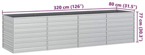 Canteiro elevado de jardim 320x80x77cm aço galvanizado prateado