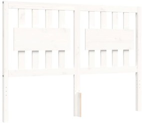 Estrutura de cama de casal c/ cabeceira madeira maciça branco