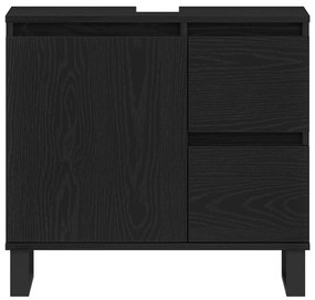 Armário de Pia de Banheiro vidaXL Carvalho Preto 65x33x60 cm Madeira d