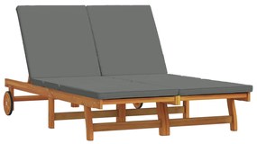 vidaXL Espreguiçadeira com almofada 2-pessoa Castanho 125 x 200 x 84cm