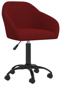vidaXL Cadeira de jantar giratória veludo vermelho tinto